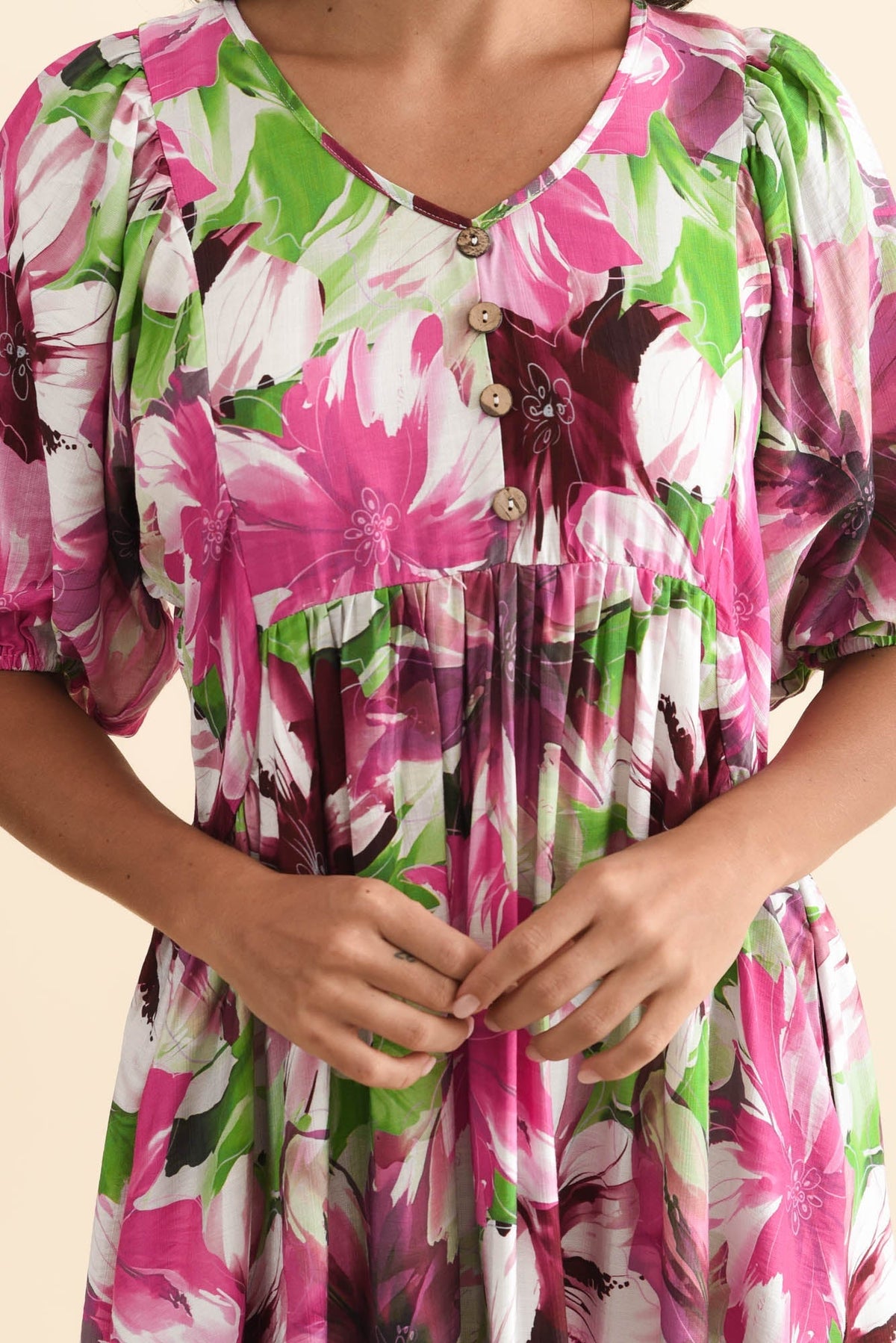 Nolte Purple Flower Pocket Dress Detail View