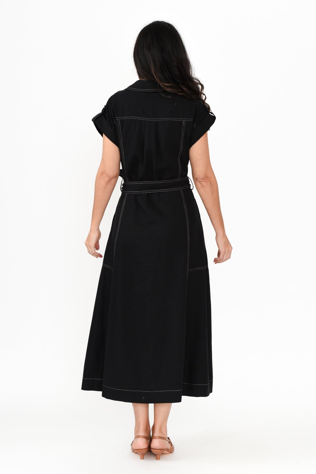 Patricia Black Cotton Blend Tie Dress Detail View