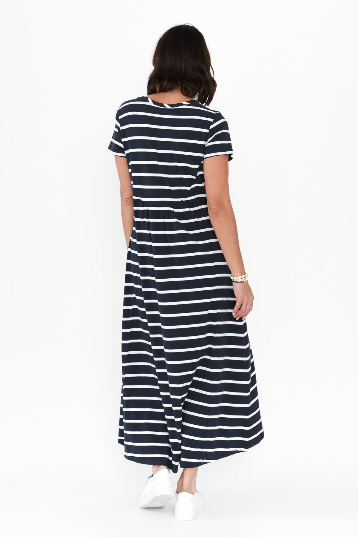 Patrick Indigo Stripe Cotton Pocket Dress Side View