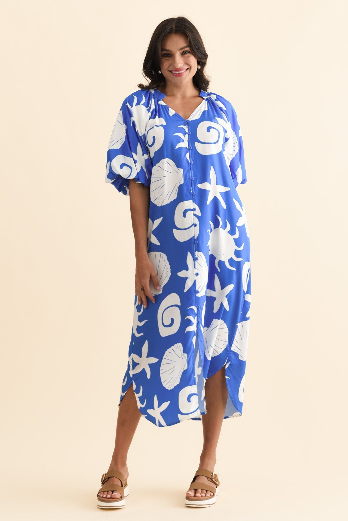 Pippen Cobalt Sea Tie Dress Front View 2