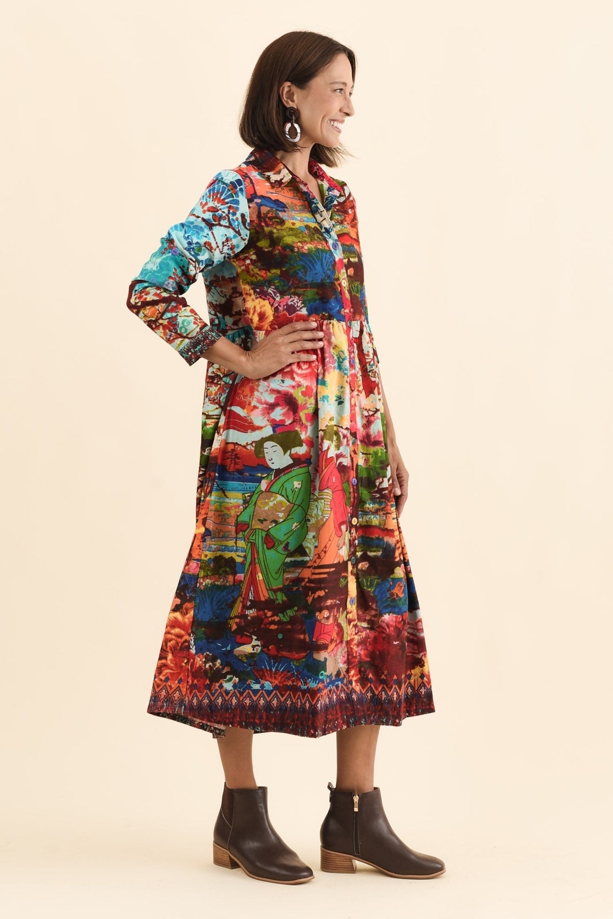 Platt Red Garden Pocket Shirt Dress Back View