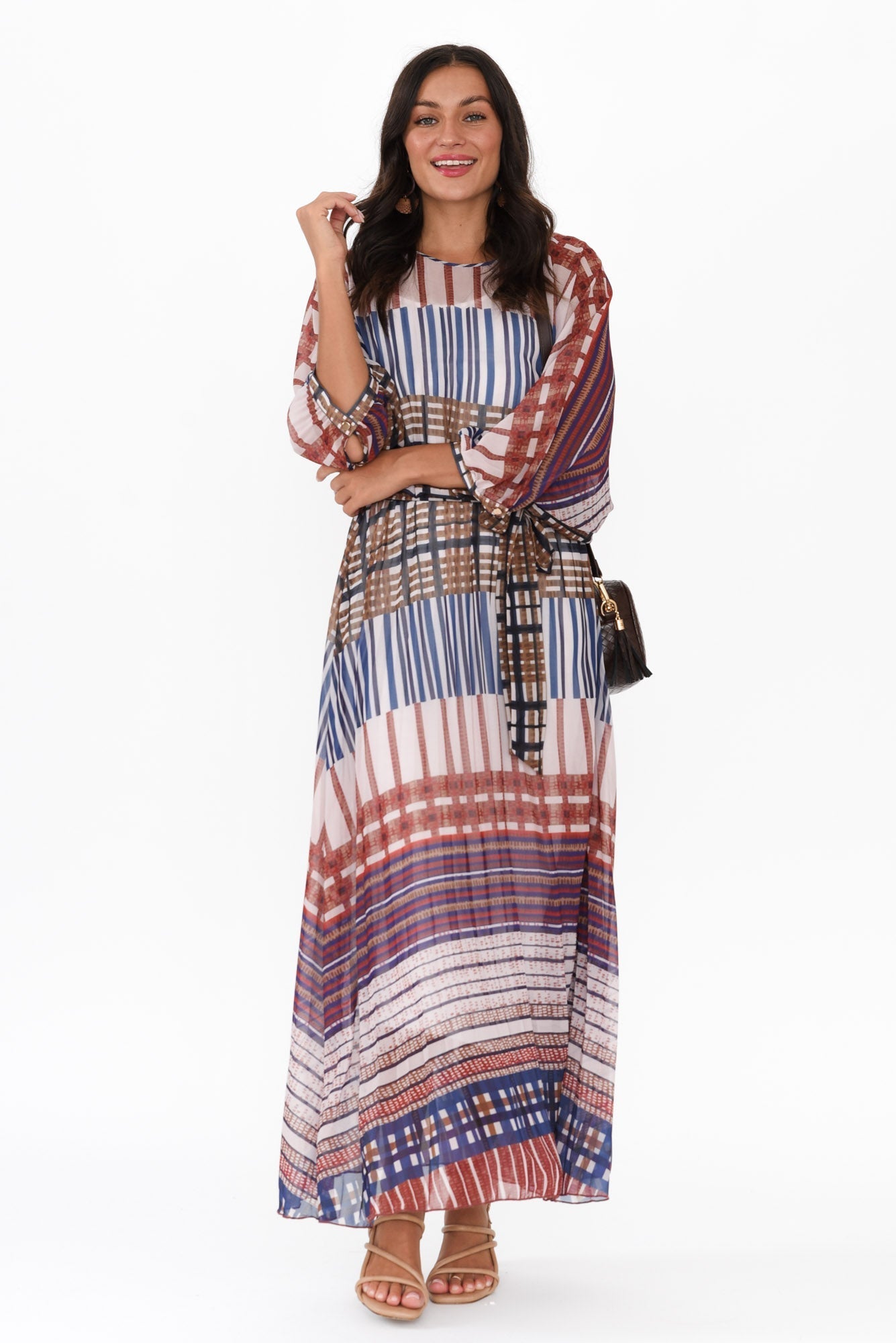 Rays Blue Check Tie Dress Front View 2
