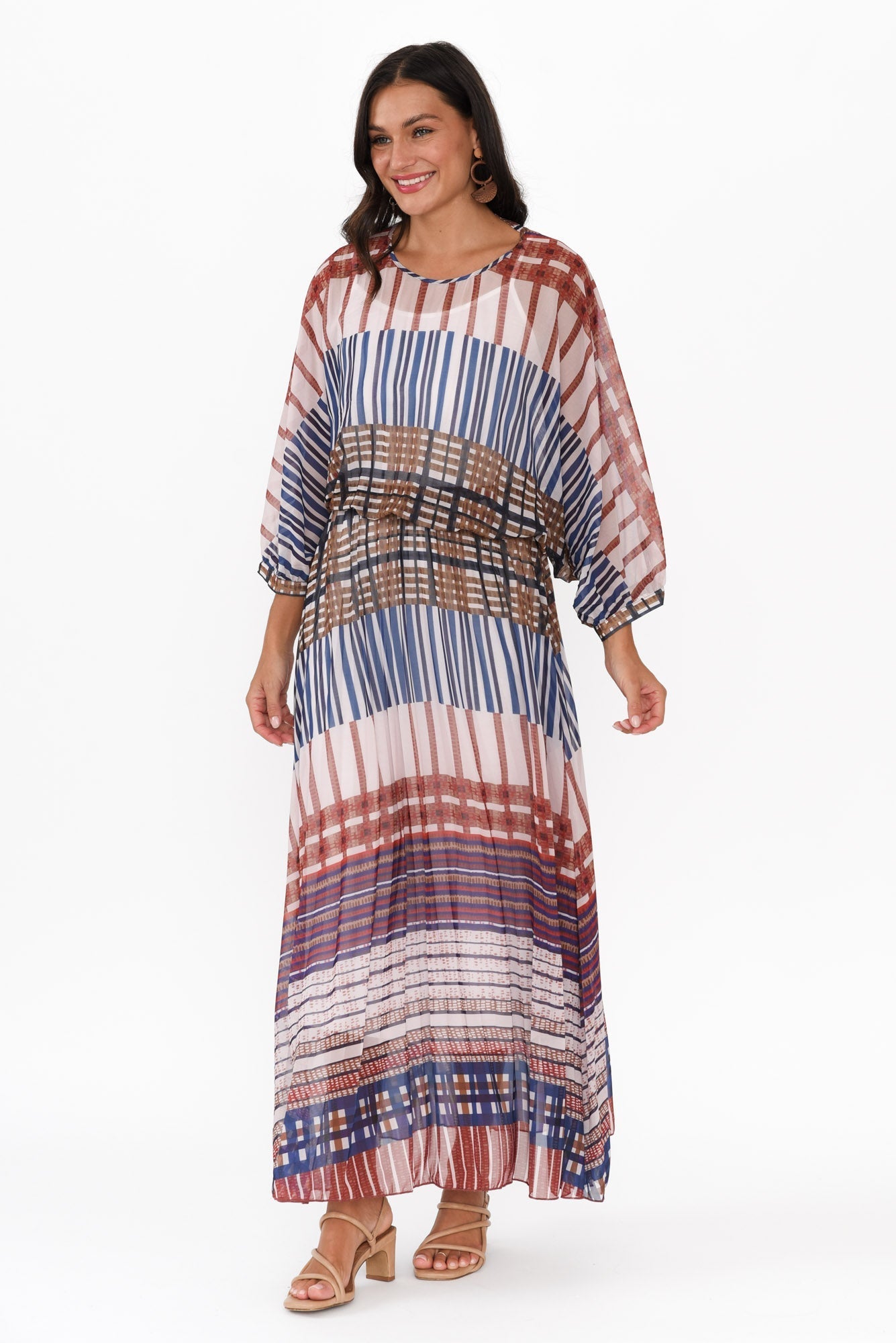 Rays Blue Check Tie Dress Front View