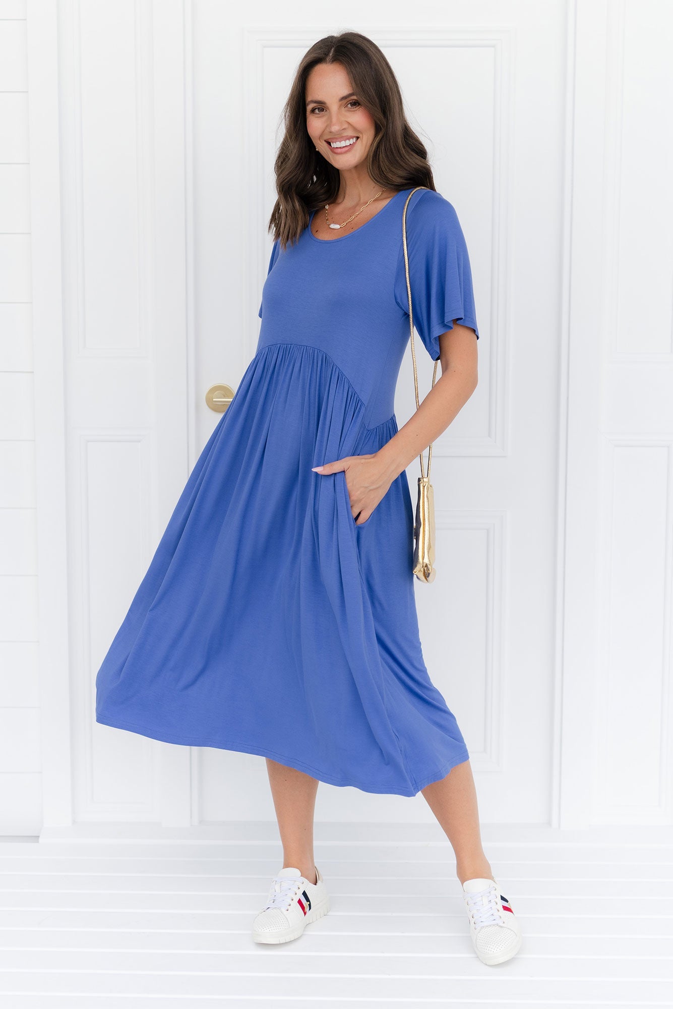 Dalton Cobalt Crescent Dress Front View 2