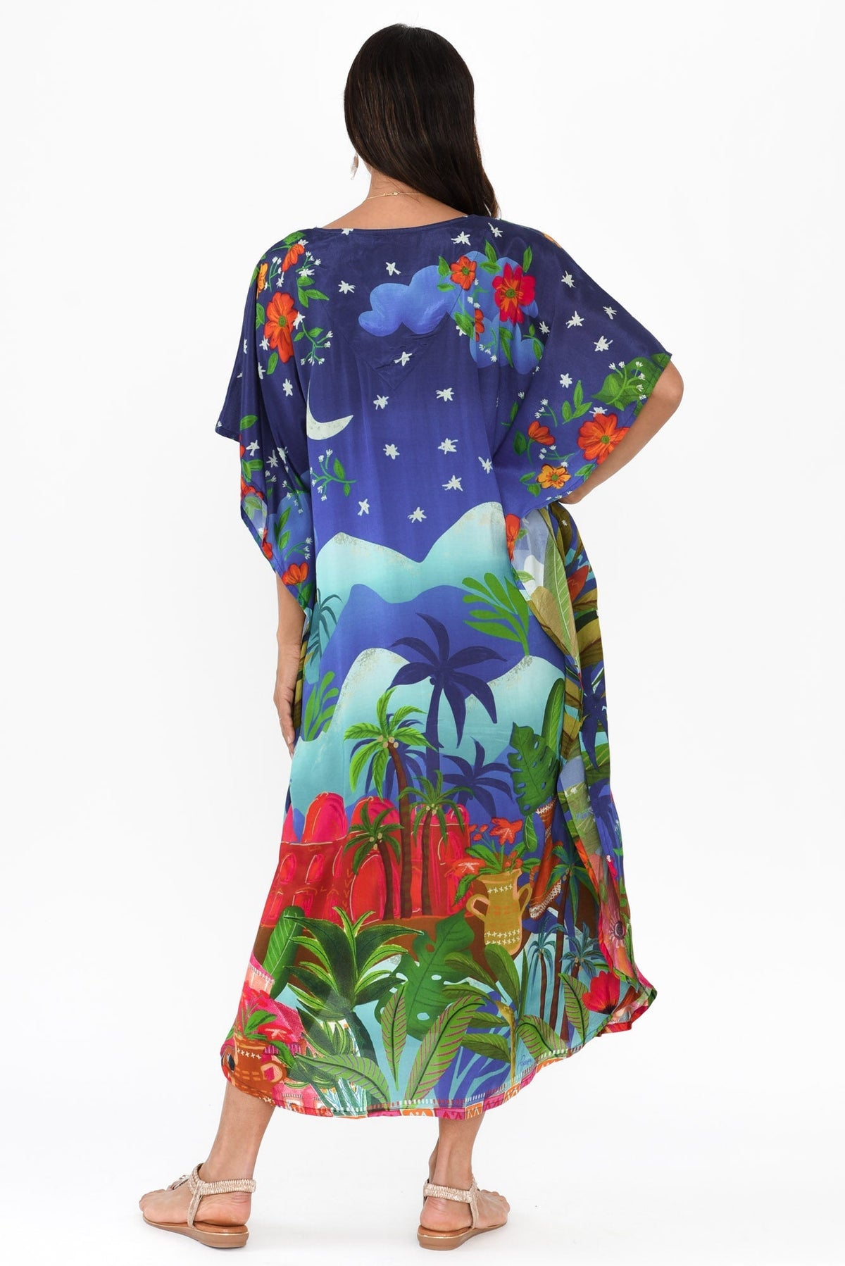 Reyna Blue Paradise Kaftan Side View