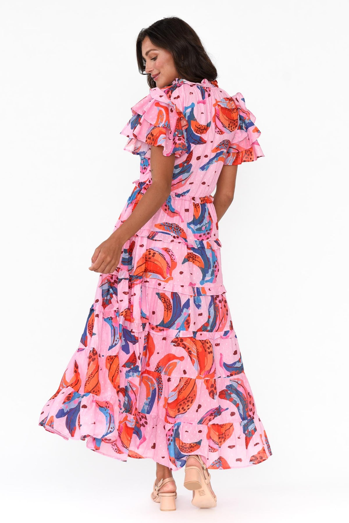 Sana Fruity Fusion Cotton Frill Dress Back View