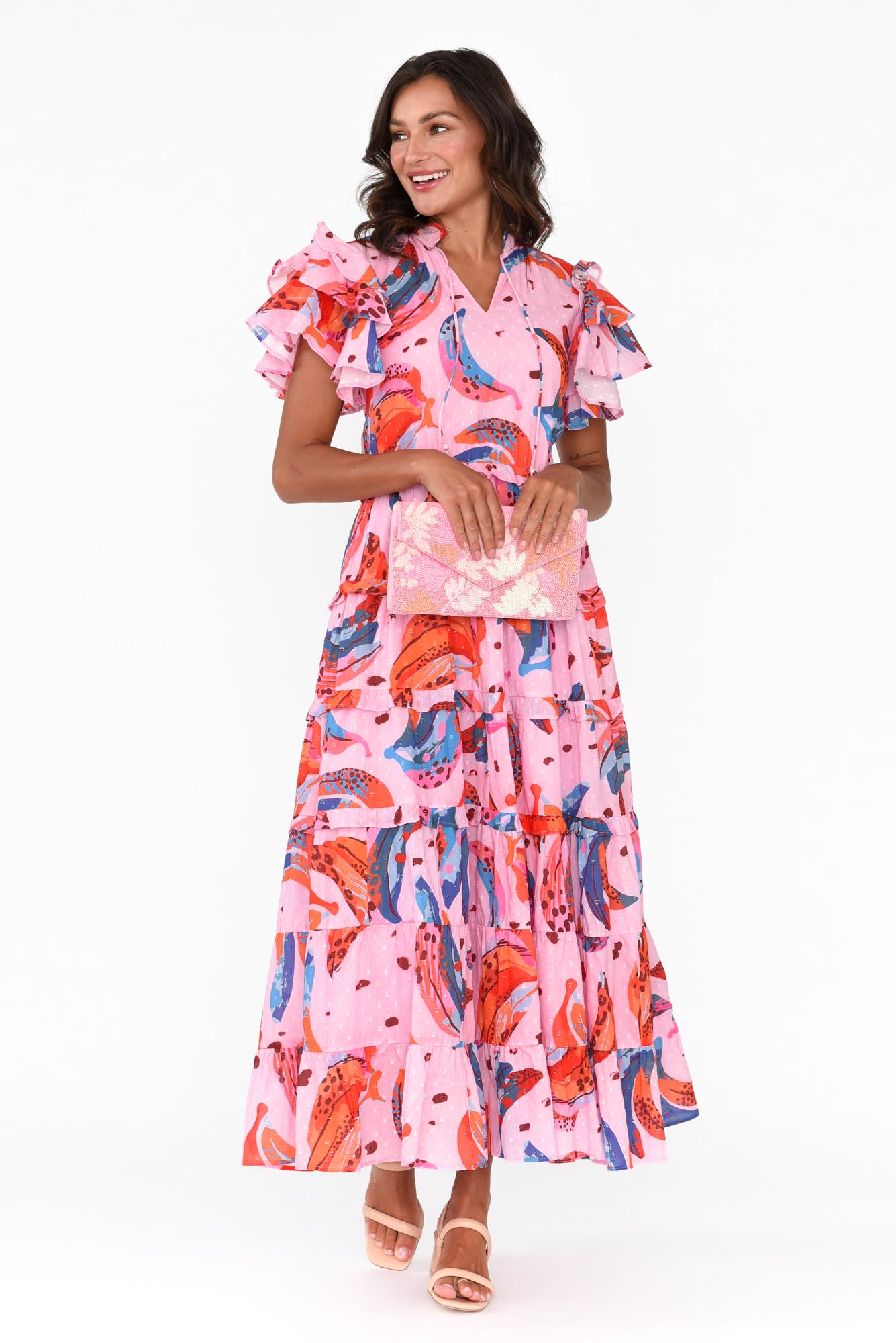 Sana Fruity Fusion Cotton Frill Dress Front View 2