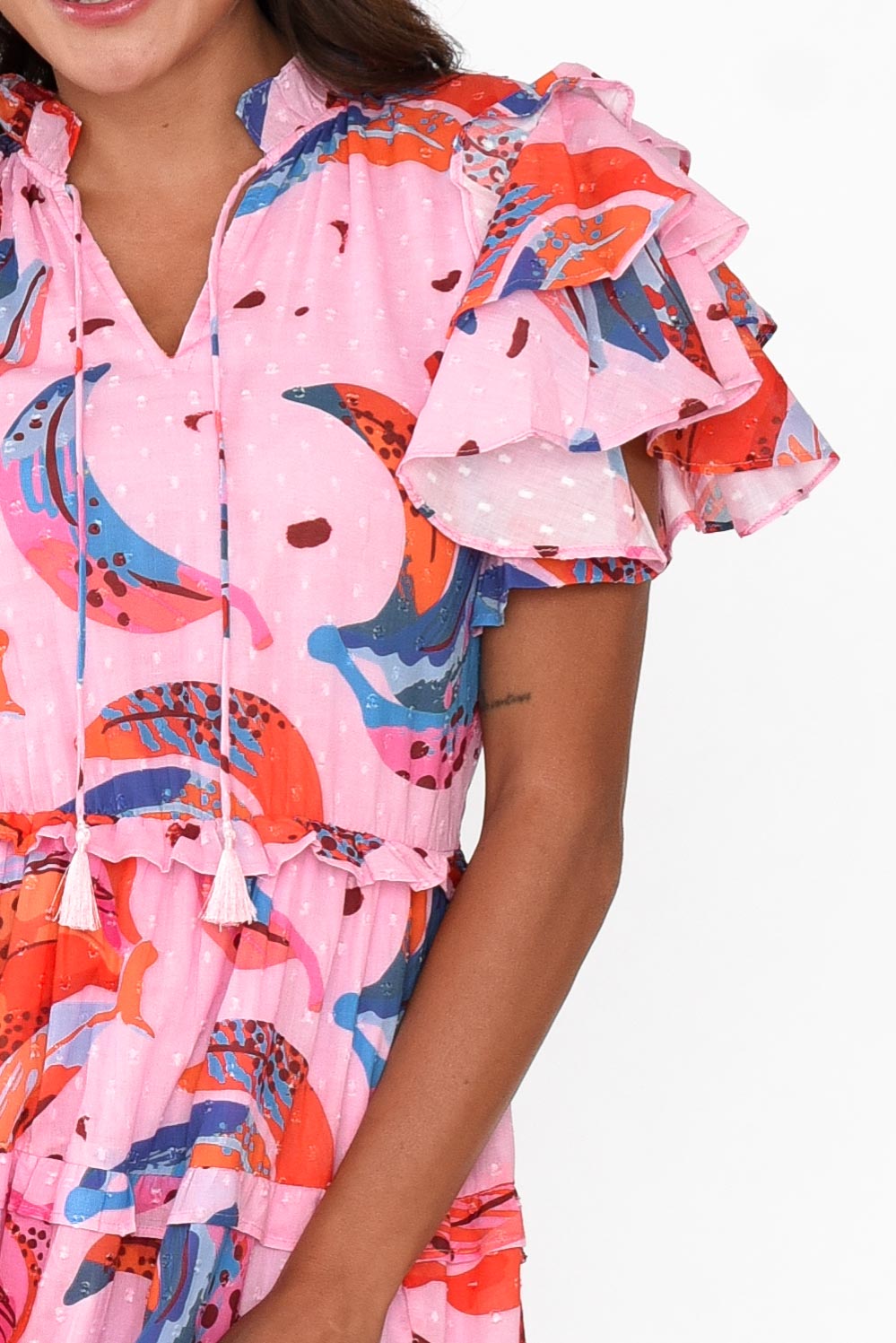 Sana Fruity Fusion Cotton Frill Dress Detail View
