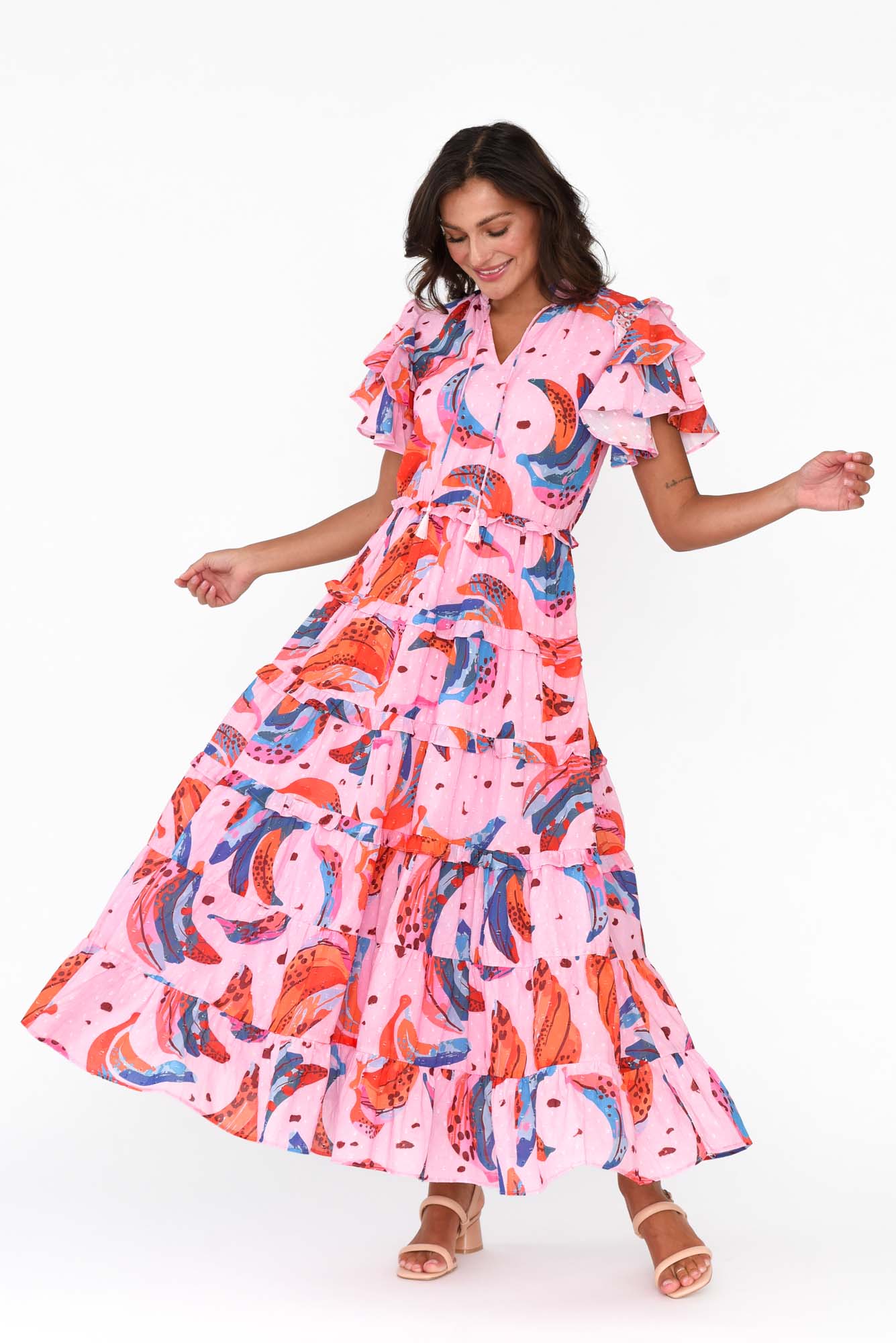 Sana Fruity Fusion Cotton Frill Dress Front View