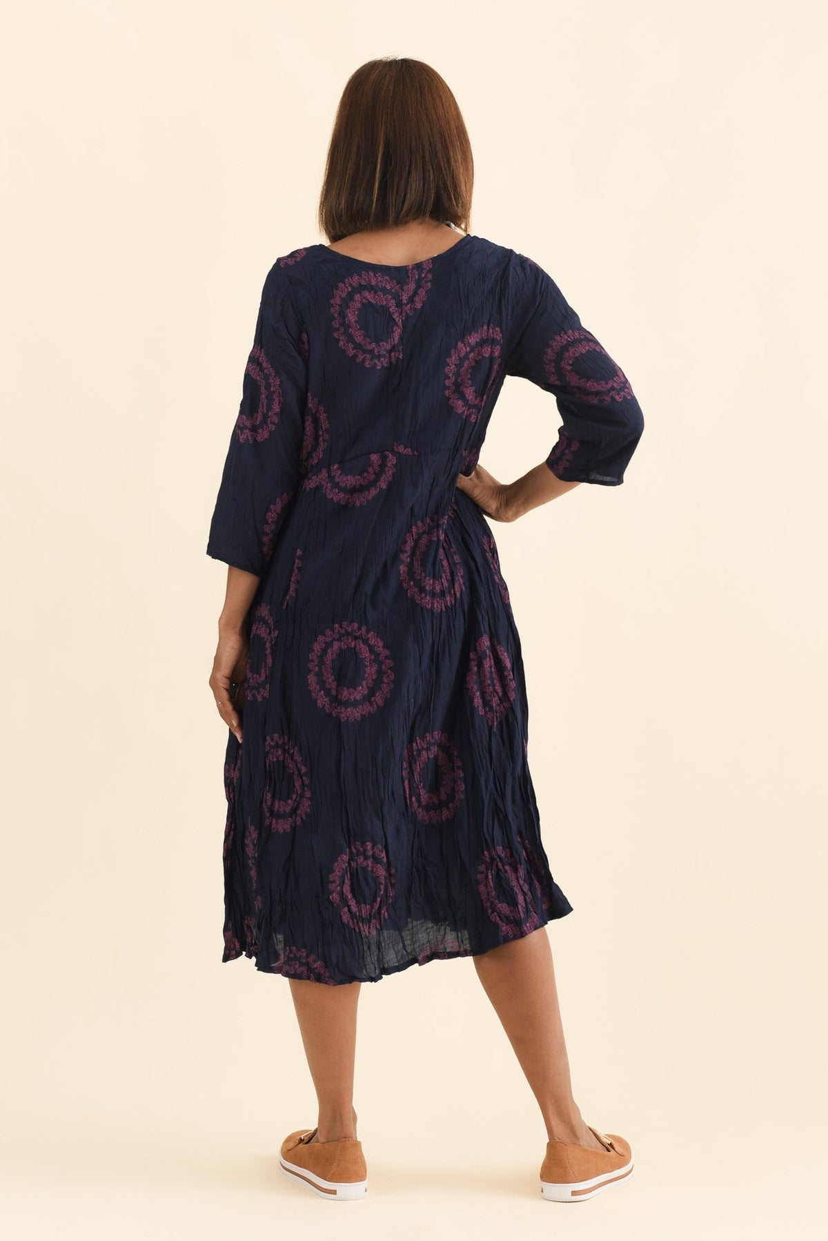 Sapporo Pink Circle Cotton Blend Crescent Dress Side View