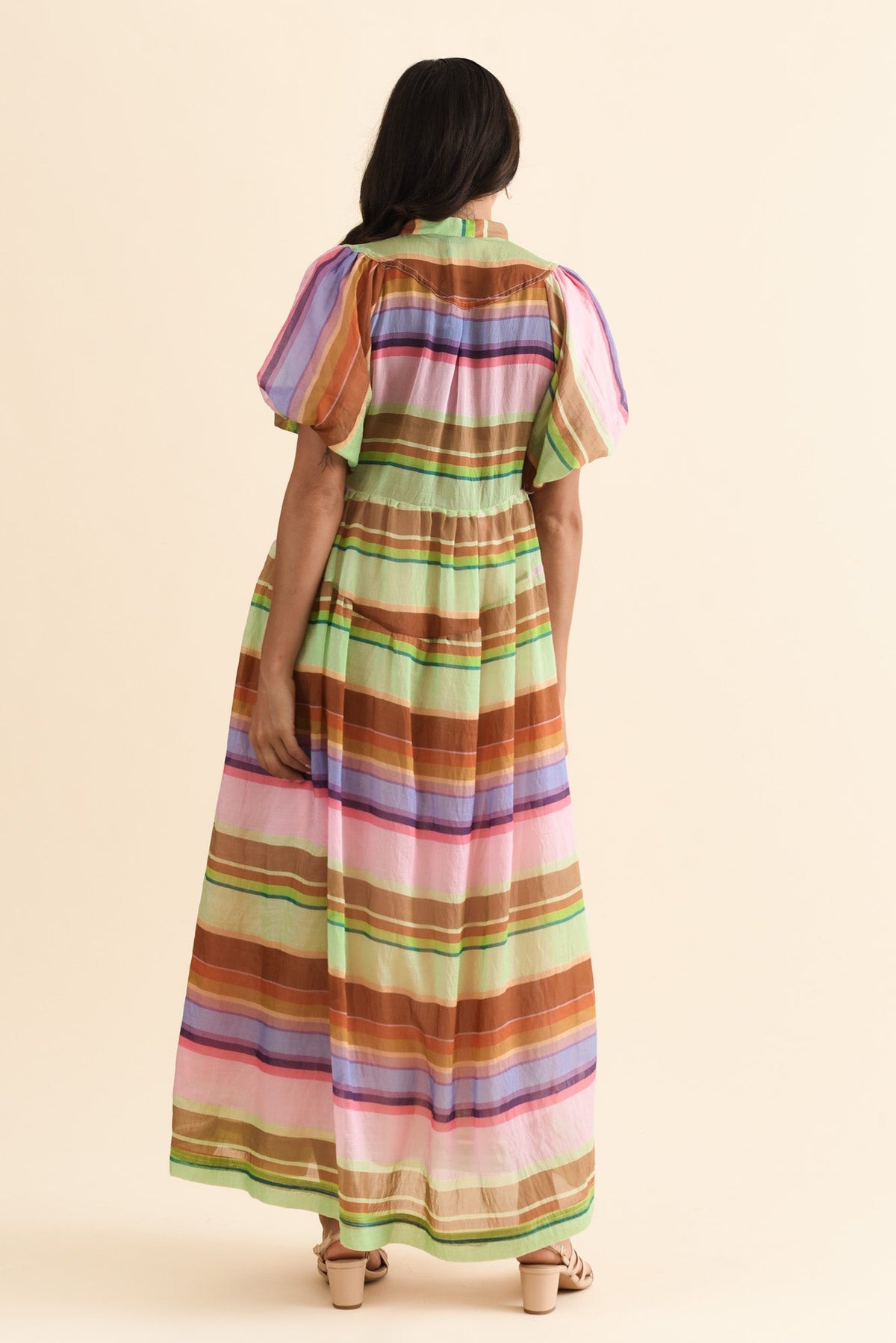 Siesta Pink Stripe Belted Dress Side View
