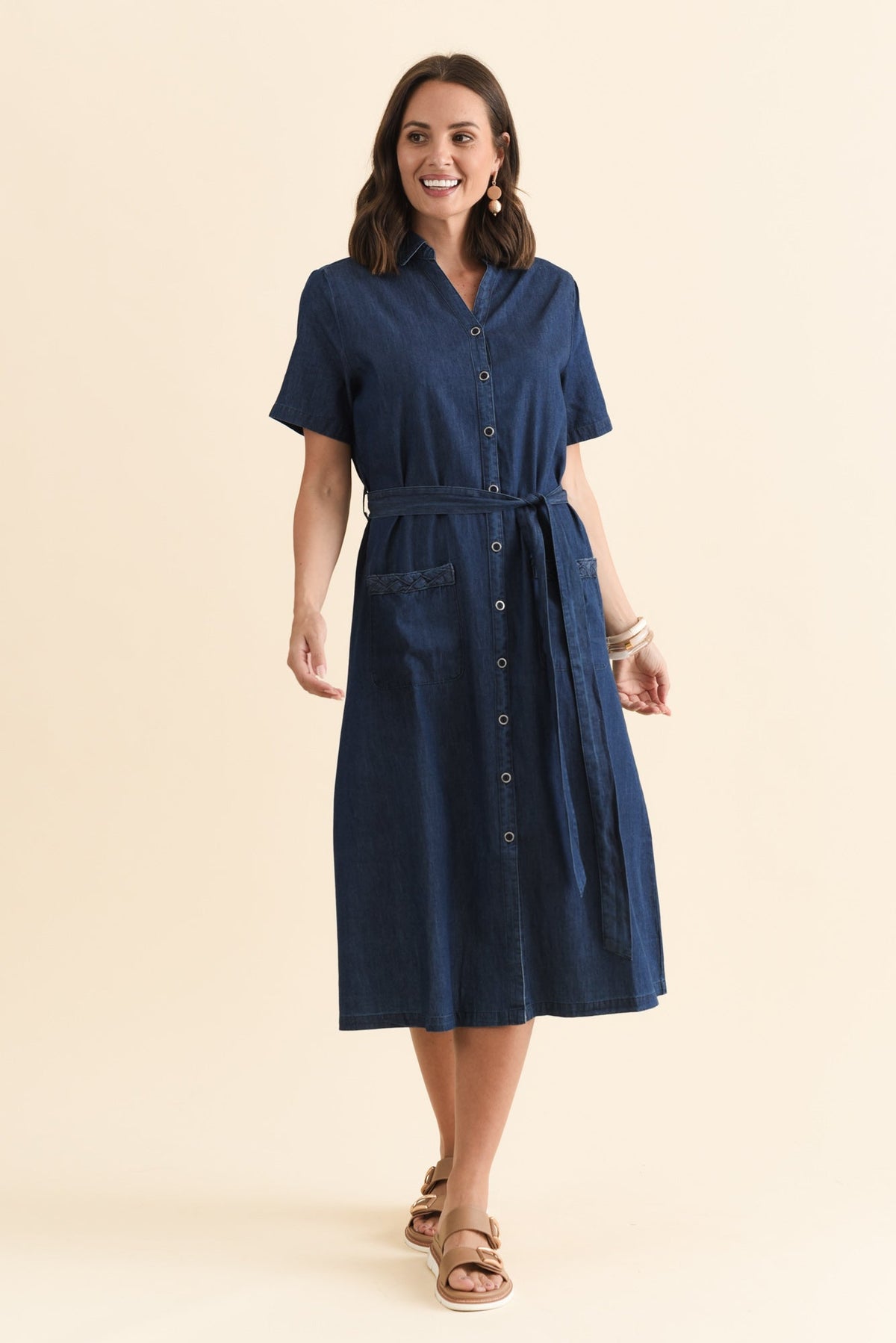 Sofie Soft Blue Denim Shirt Dress Back View