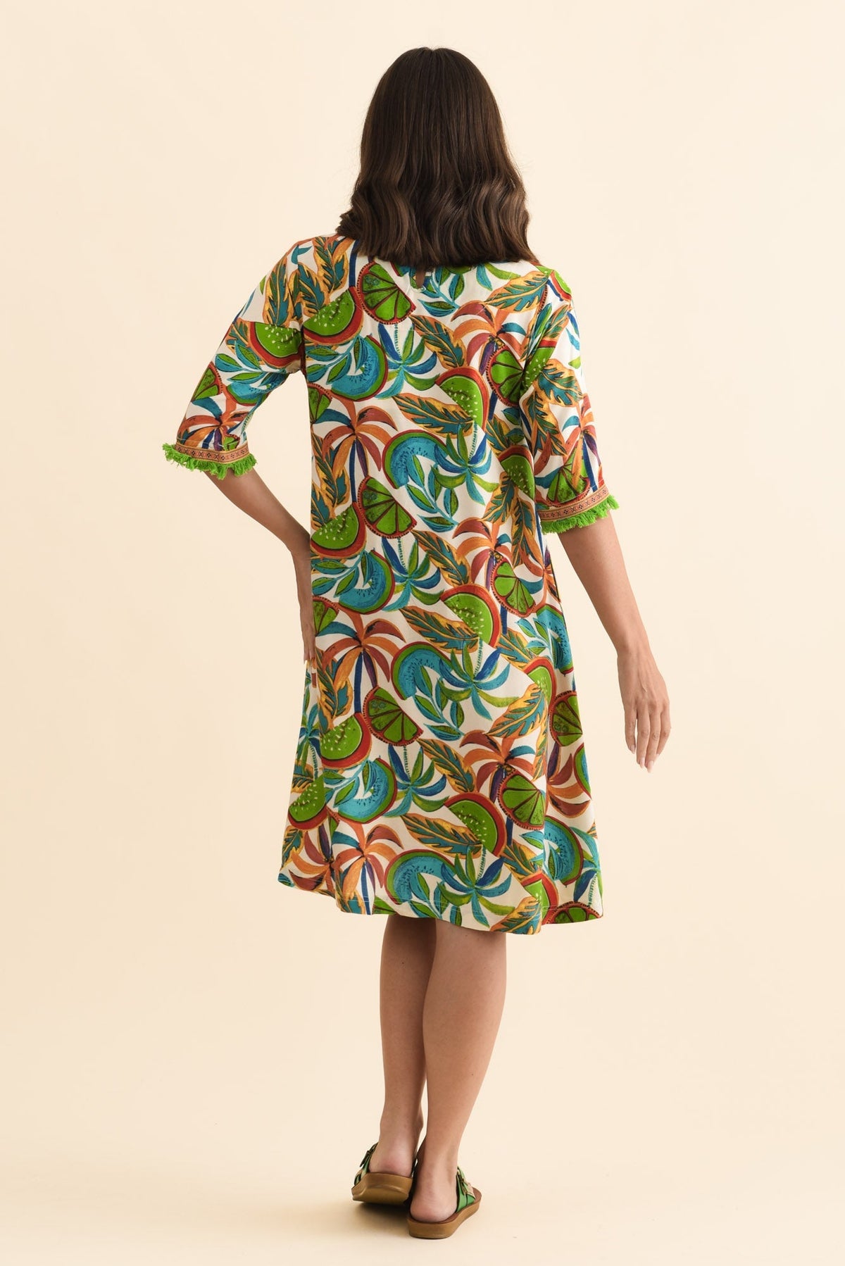 Solara Green Tropical Pocket Dress Side View