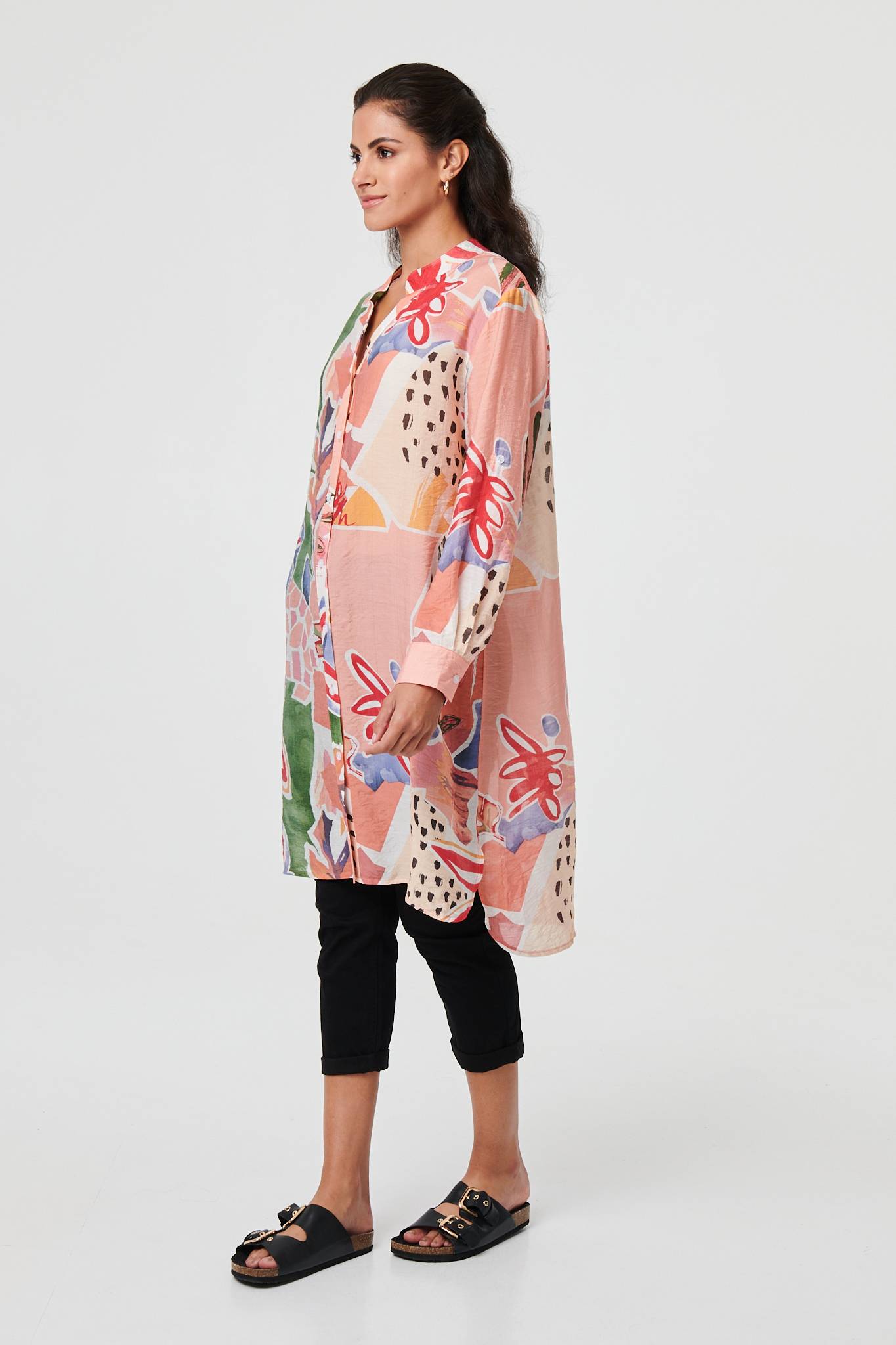 Abstract Longline Long Sleeve Shirt Detail View 2