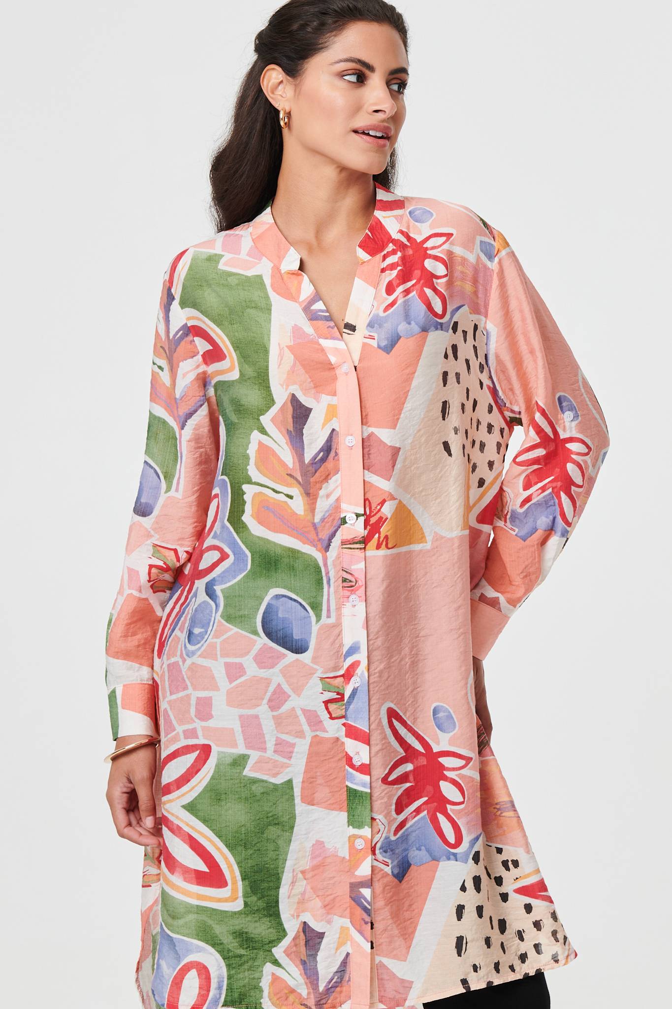 Abstract Longline Long Sleeve Shirt Back View 2