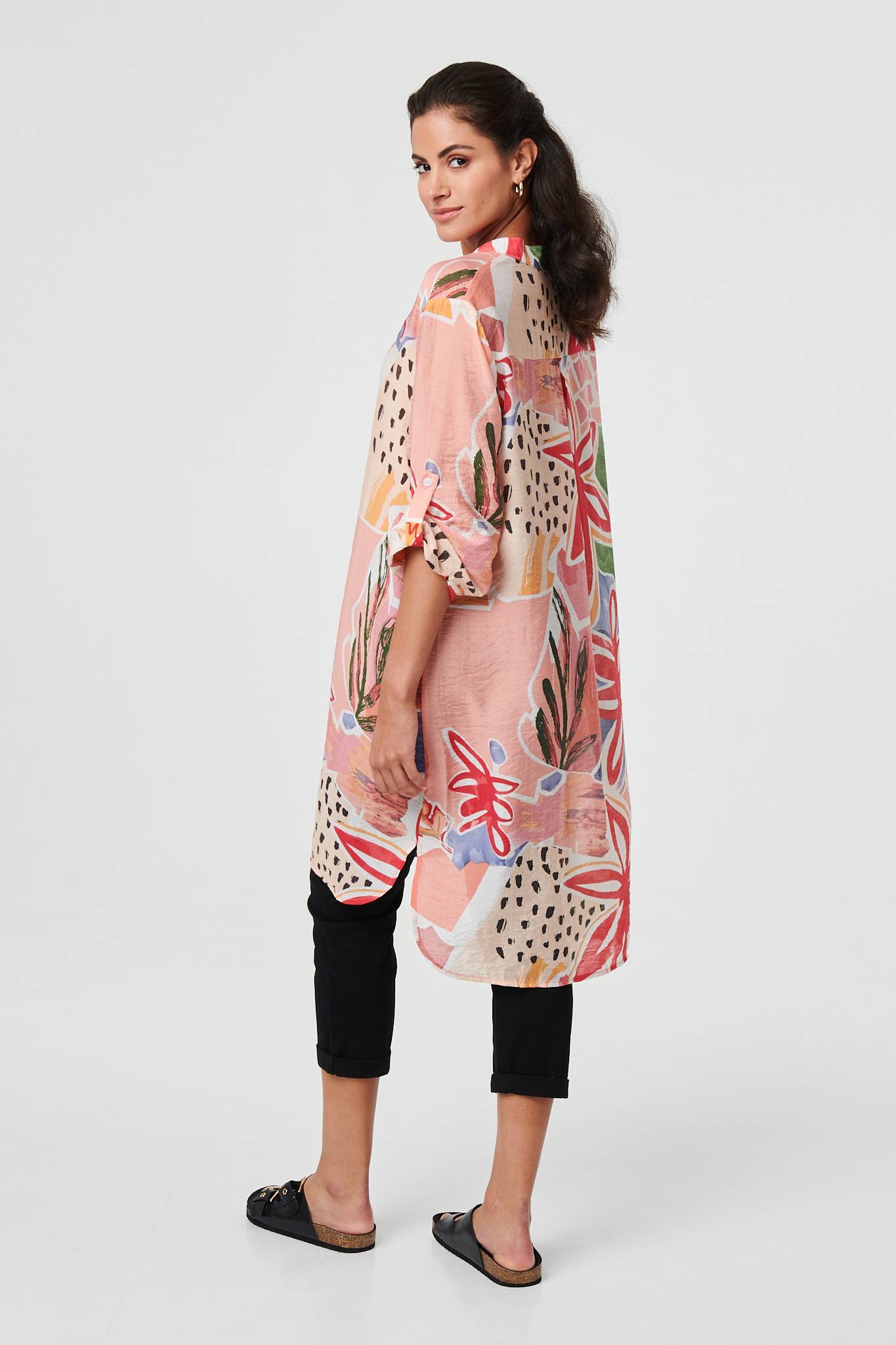 Abstract Longline Long Sleeve Shirt Side View