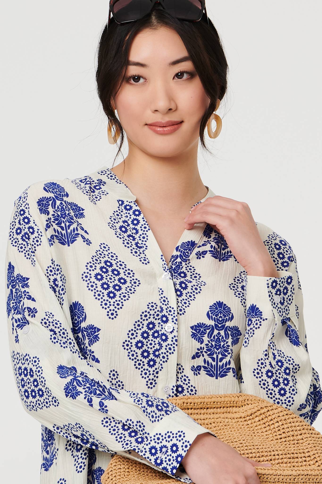 Printed Knee Length Relaxed Shirt Side View
