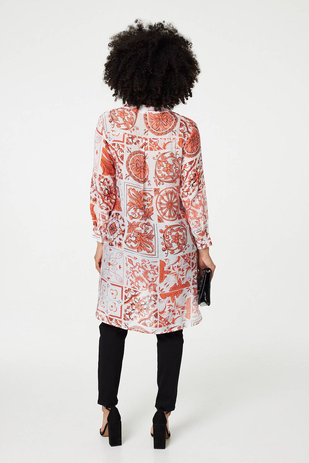 Mosaic Print Longline Blouse Dress Side View