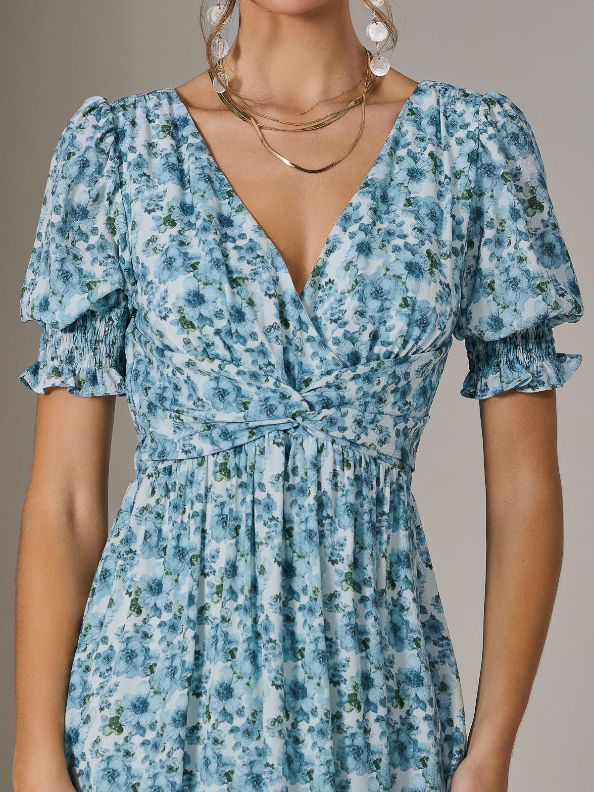 Puff Sleeve Midi Dress Side View