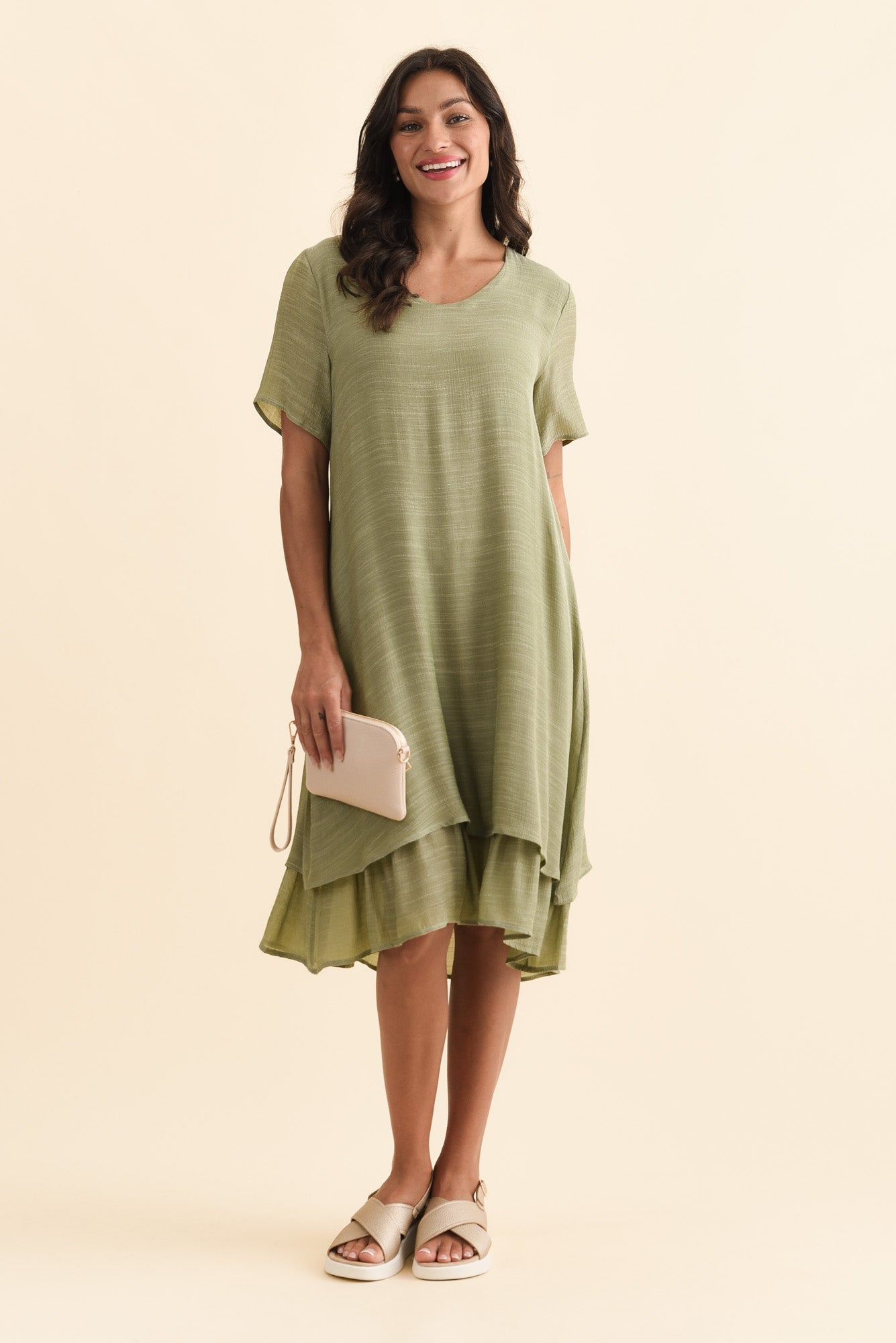 Talon Sage Layers Dress Front View 2