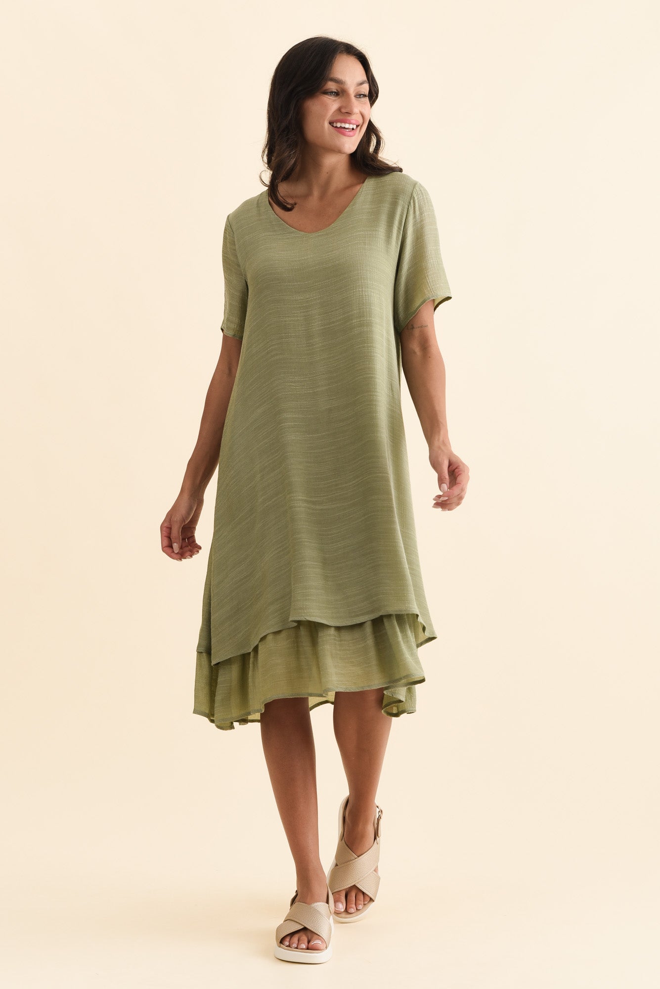 Talon Sage Layers Dress Front View