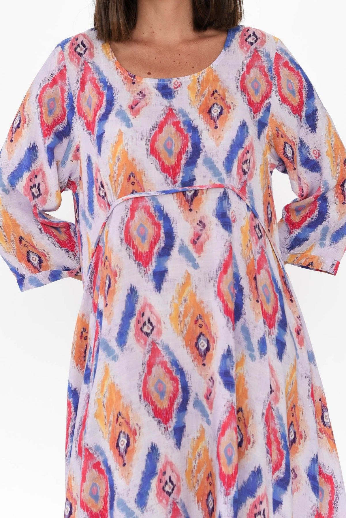 Teddy Blue Geo Sleeved Dress Detail View