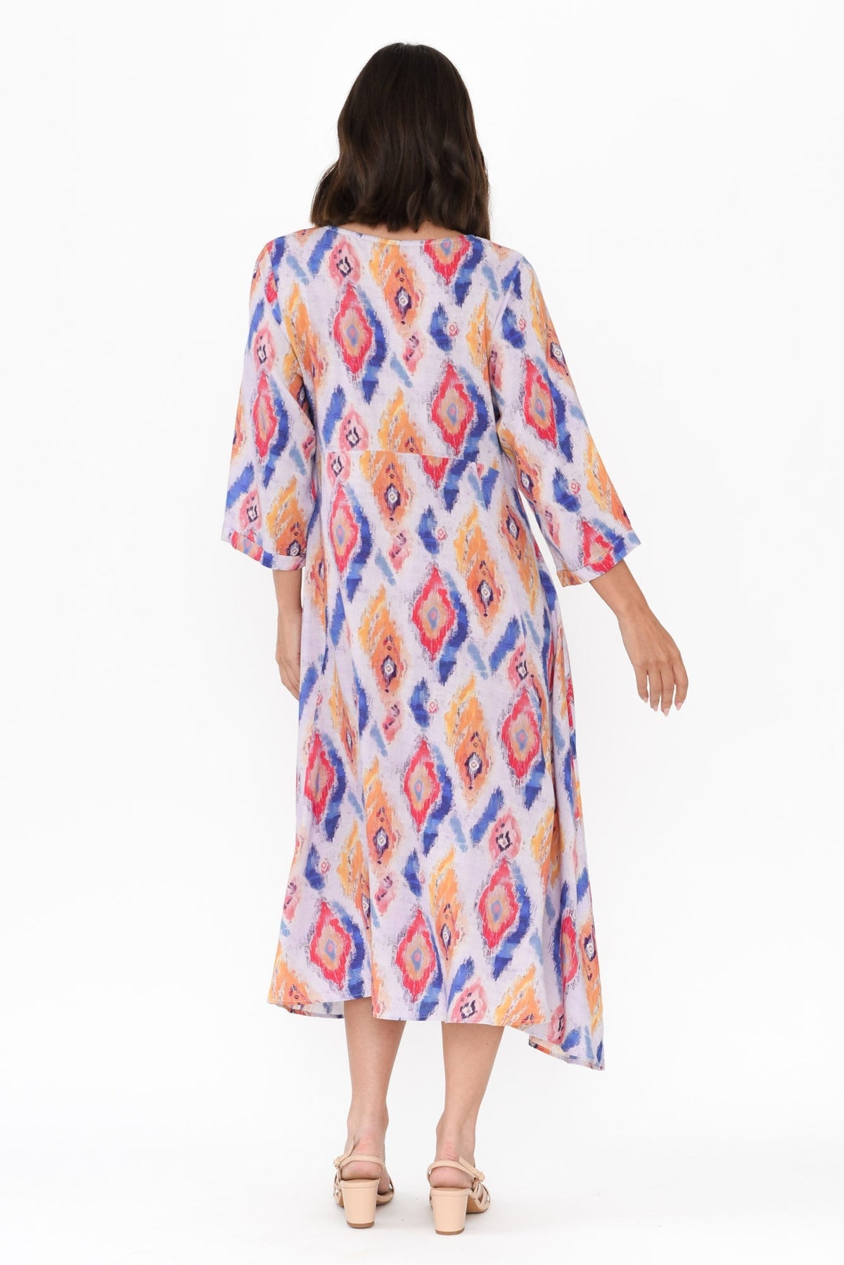 Teddy Blue Geo Sleeved Dress Side View