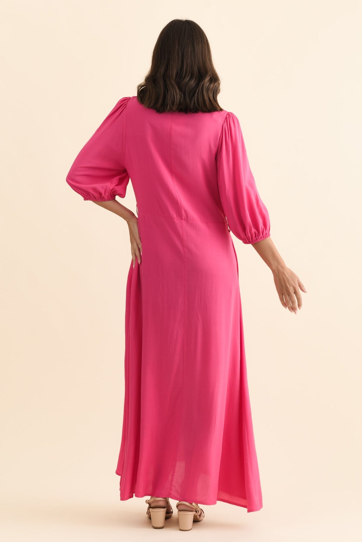 Trinity Fuchsia Tie Dress Side View