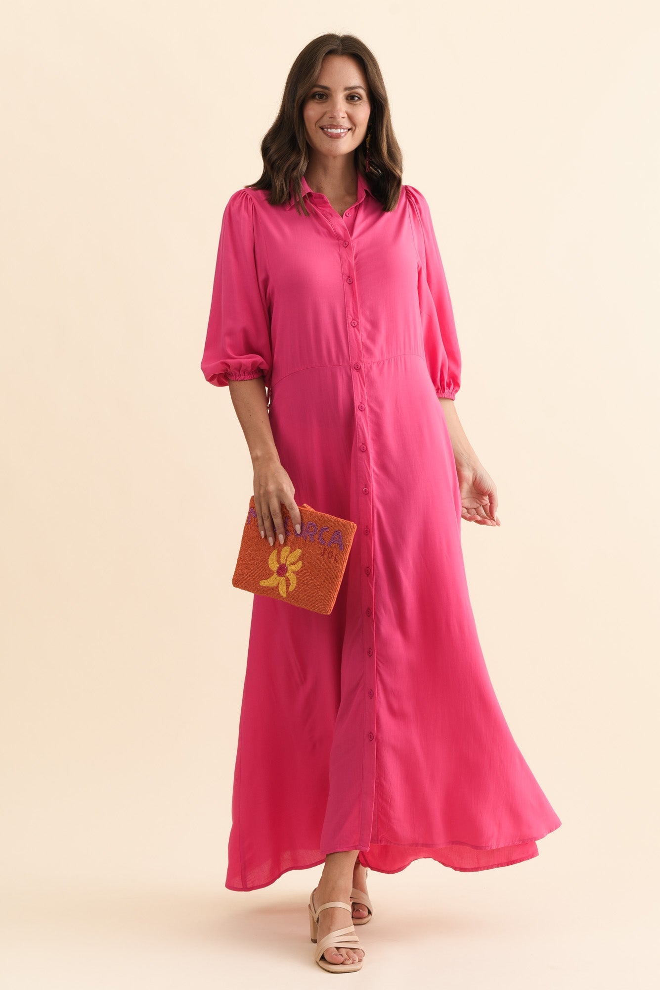 Trinity Fuchsia Tie Dress Front View 2