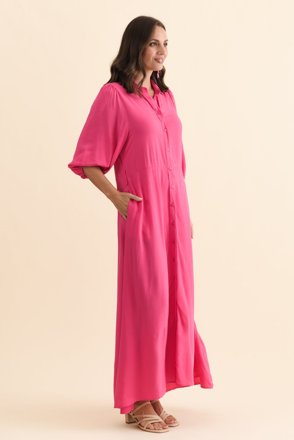 Trinity Fuchsia Tie Dress Back View