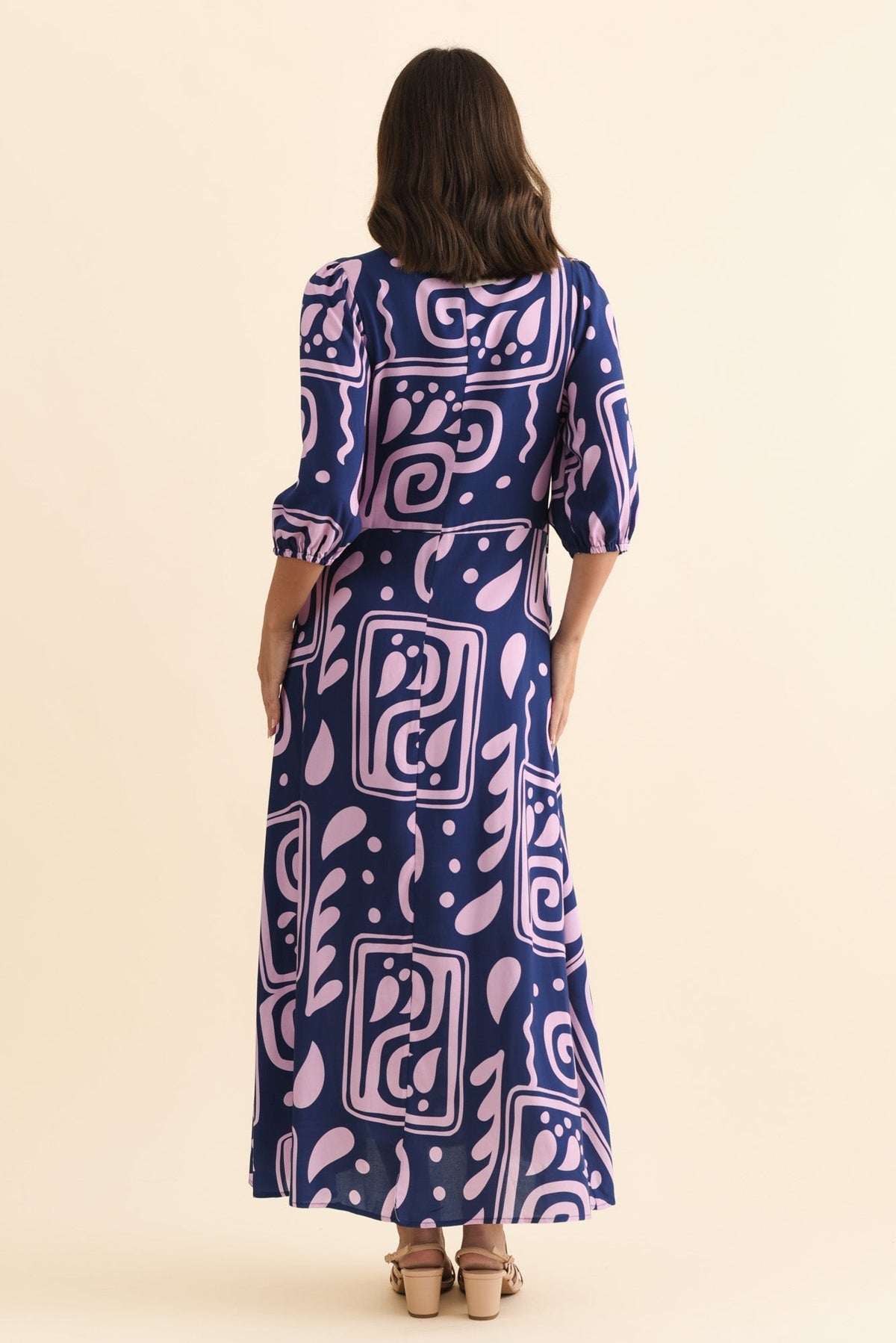 Trinity Navy Abstract Tie Dress Detail View