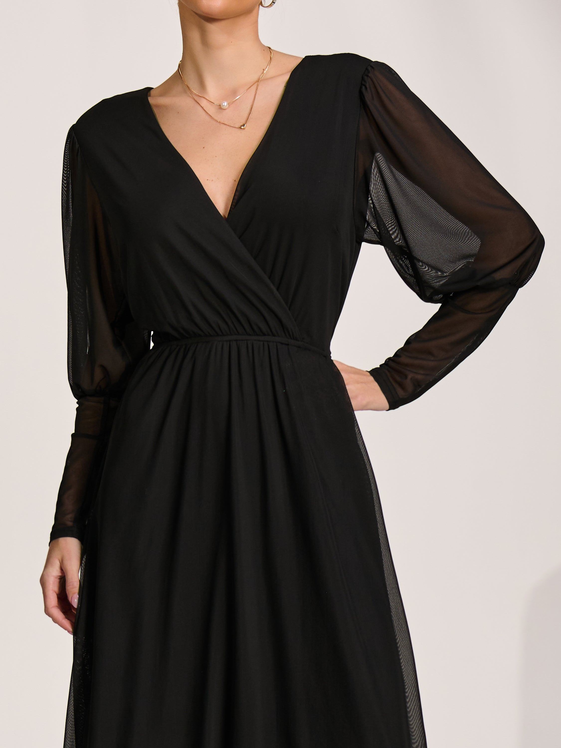 Anja | Women's Abstract Mesh Short-Sleeve Midaxi Dress