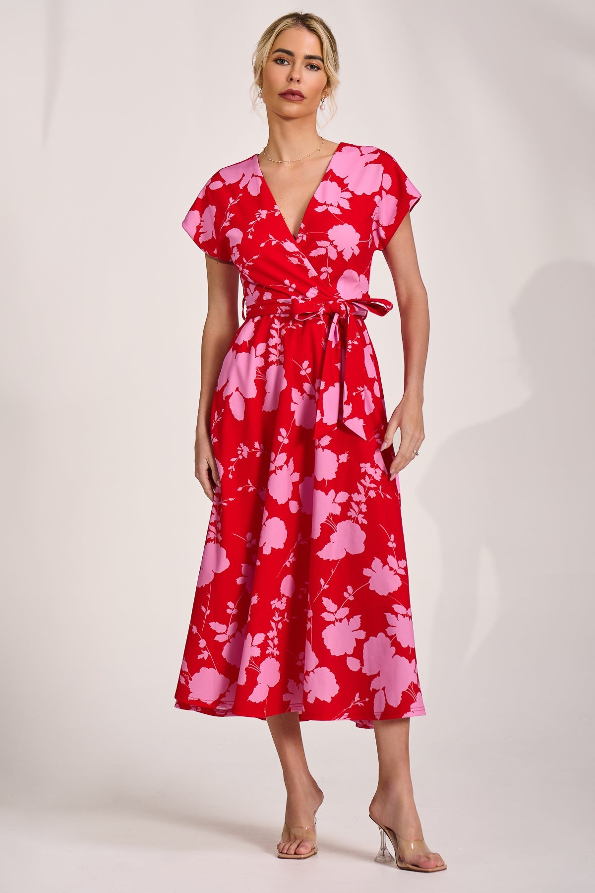 Kimono Sleeve Print Scuba Midaxi Dress Styled View