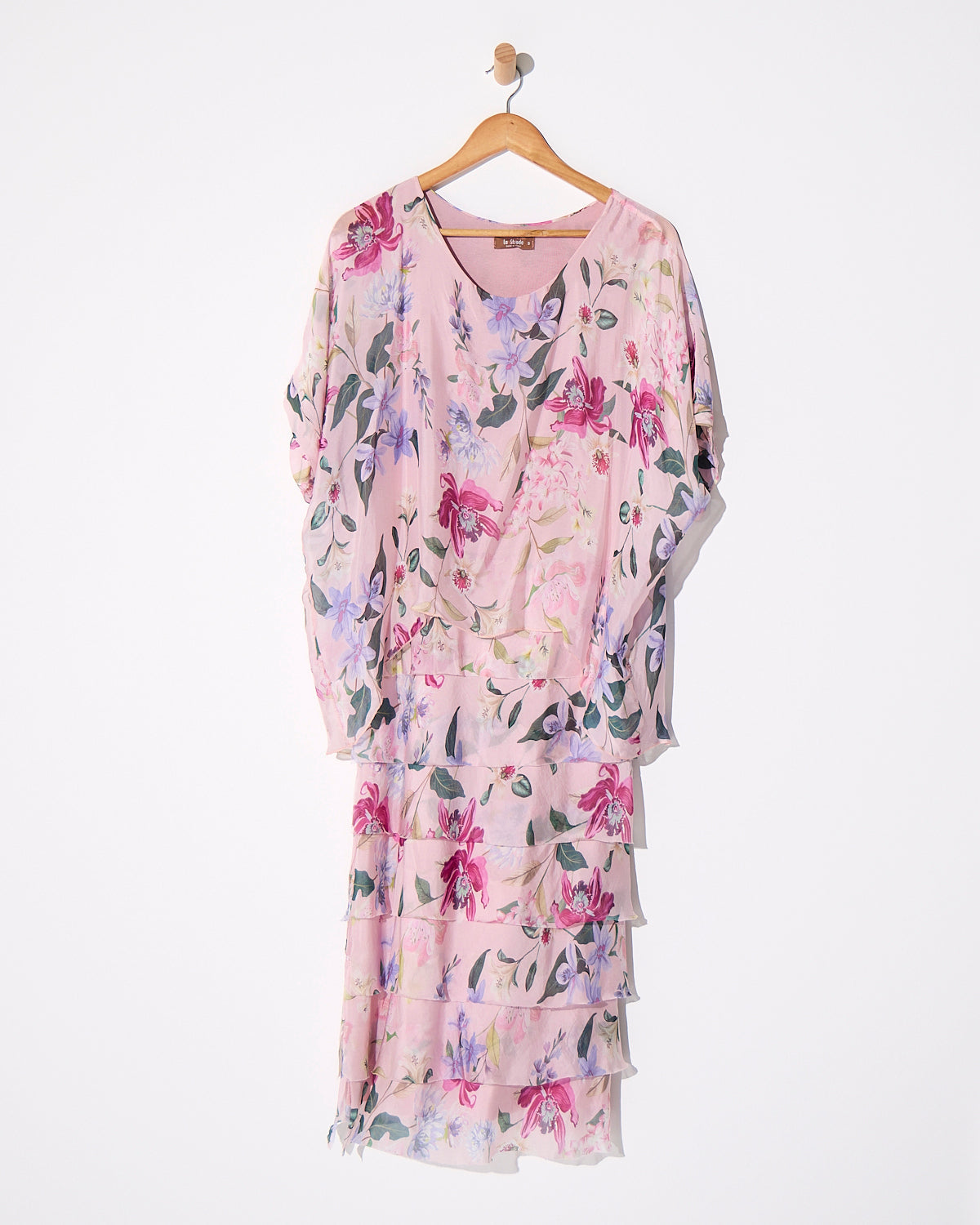 Women's Margo silk blend layered midi dress in Pink Floral